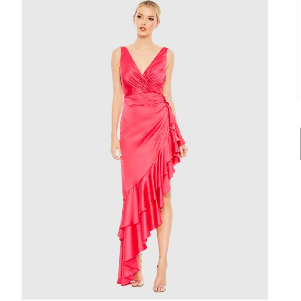 NWT Mac Duggal size 2. Elegant Pink Ruffle Dress, wedding guest, bridesmaid, etc